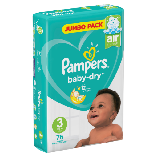 Picture of PAMPERS S3 MIDI ACTIVE BABY DIAPERS JUMBO PACK 1x76