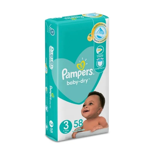 Picture of PAMPERS S3 MIDI ACTIVE BABY DIAPERS VALUE PACK 1x58
