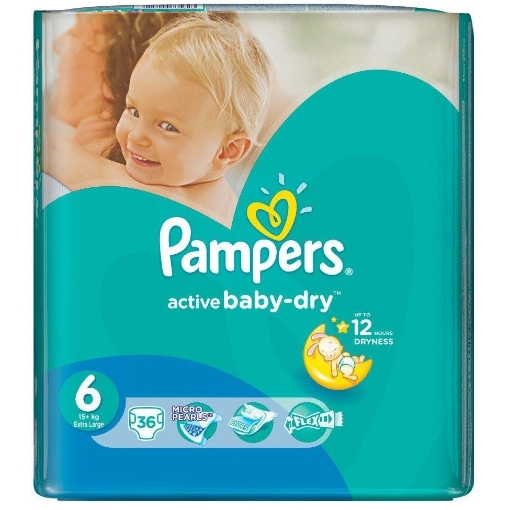 Picture of PAMPERS S6 EXTRA LARGE ACTIVE BABY DIAPERS VALUE PACK 1x36