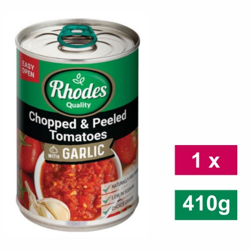 Picture of RHODES CHOPPED & PEELED TOMATOES WITH GARLIC 410g