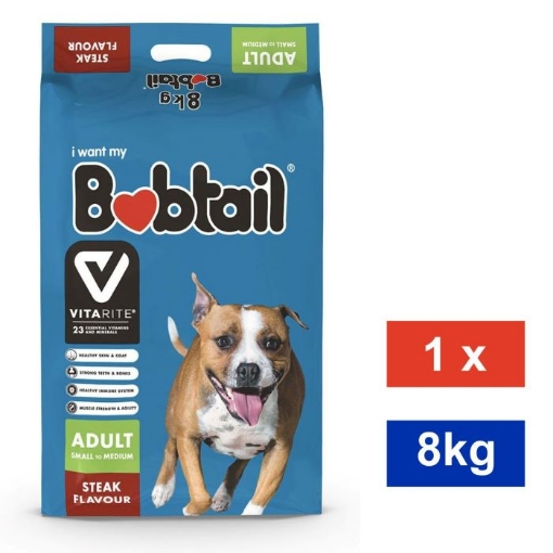 Picture of BOBTAIL SMALL TO MEDIUM ADULT DOG - STEAK FLAVOR 1x8KG