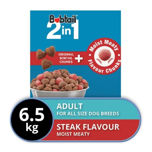 Picture of BOBTAIL 2 in 1 DOG FOOD MOIST & MEATY - STEAK FLAVOR 1x6.5kg