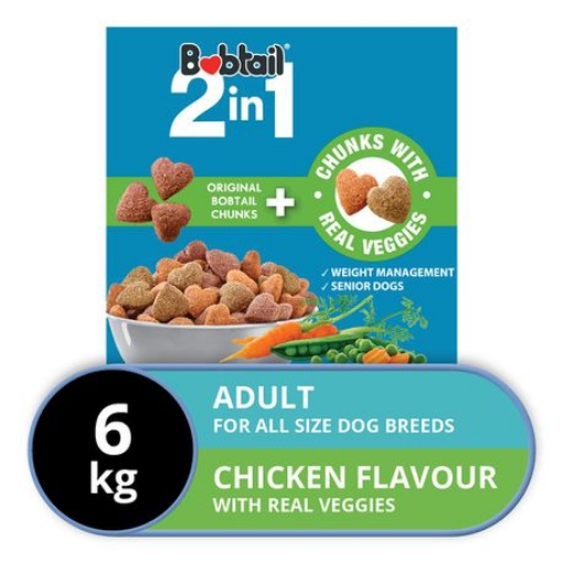 Picture of BOBTAIL 2 in 1 DOG FOOD WITH REAL VEGGIES - CHICKEN FLAVOR 1x6kg