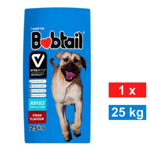 Picture of BOBTAIL DOG FOOD MEDIUM TO LARGE DOGS - STEAK FLAVOR 25kg 