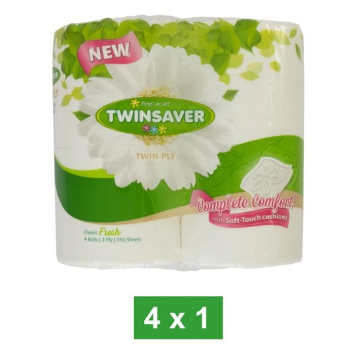Picture of TWINSAVER LUX 2 PLY WHITE TOILET PAPER 350 SHEET 1x4 ROLLS