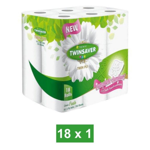 Picture of TWINSAVER LUX 2 PLY WHITE TOILET PAPER 350 SHEET 18 ROLLS