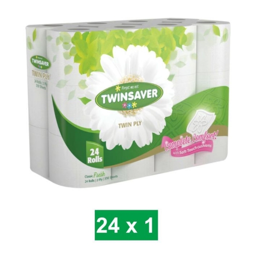 Picture of TWINSAVER LUX 2 PLY WHITE TOILET PAPER 350 SHEET 1x24
