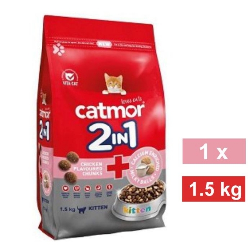 Picture of CATMOR 2-in-1 KITTEN FOOD - CHICKEN & MILKY BALLS 1x1.5kg