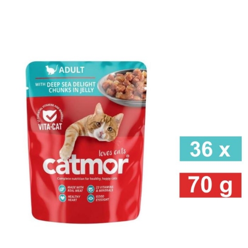 Picture of CATMOR CAT WET FOOD POUCH JELLY - DEEP SEA 36x70g 