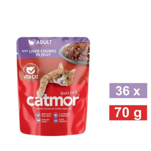 Picture of CATMOR CAT WET FOOD POUCH JELLY - LIVER 36x70g  