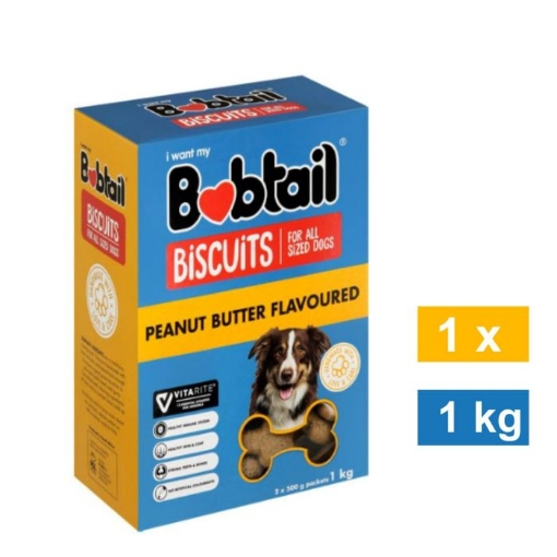 Picture of BOBTAIL DOG BISCUITS - PEANUT BUTTER FLAVOUR 1KG