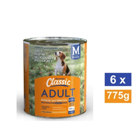 Picture of MONTEGO CLASSIC ADULT DOG WET FOOD - BEEF IN GRAVY 6x775G 