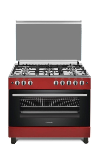 Picture of CAPRI GAS COOKER 5 PLATES RED 90cmx60cm