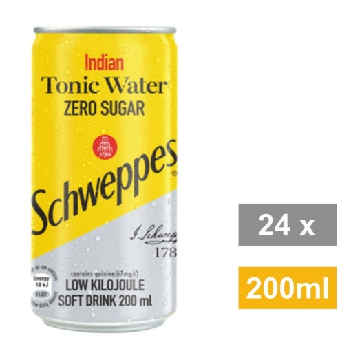 Picture of SCHWEPPES MINI CAN TONIC WATER ZERO SUGAR 24x200ml