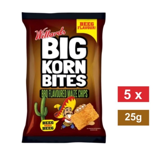 Picture of WILLARDS BIG KORN BITES  BBQ FLAVOURED MAIZE CHIPS 5x25g  
