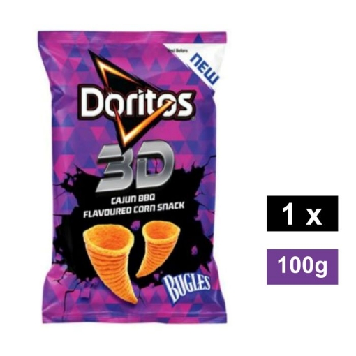Picture of DORITOS 3D CAJUN BBQ  FLAVOURED CORN SNACK BUGLES 100g