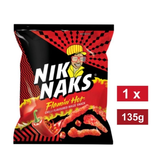 Picture of SIMBA NIKNAKS FLAMIN HOT FLAVOUR MAIZE SNACK 135g