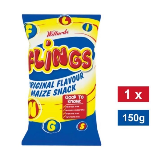 Picture of WILLARDS FLINGS ORIGINAL FLAVOUR MAIZE SNACKS 150g