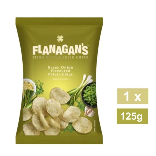 Picture of FLANAGAN'S GREEN ONION KETTLE FRIED CHIPS 125g