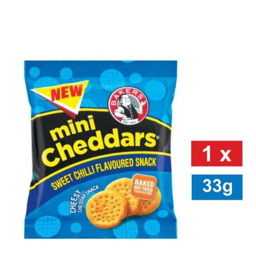 Picture of BAKERS MINI CHEDDARS SWEET CHILLI FLAVOURED SNACKS 33g