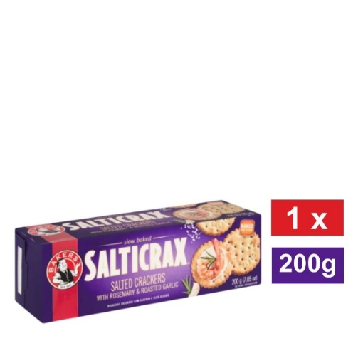 Picture of BAKERS SALTICRAX ROSEMARY & ROASTED GARLIC SALTED CRACKERS 200g 