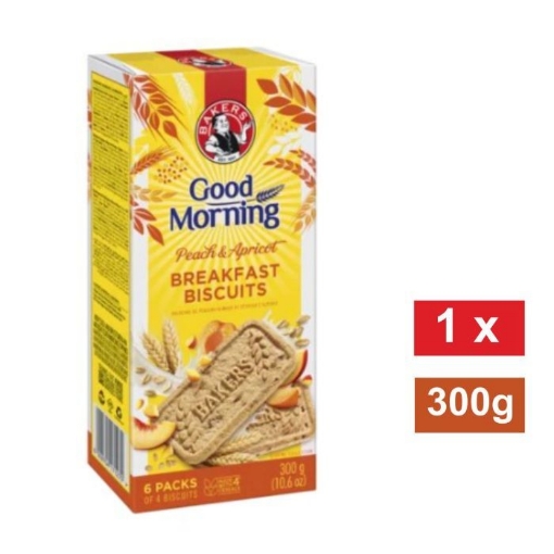 Picture of BAKERS GOOD MORNING PEACH & APRICOT FLAVOURED BREAKFAST BISCUITS 300g