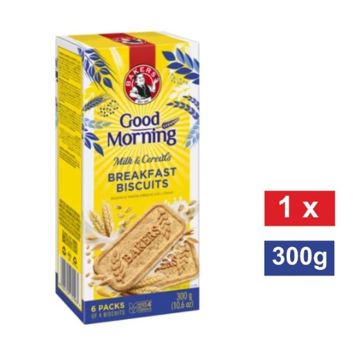 Picture of BAKERS GOOD MORNING MILK & CEREAL FLAVOURED BREAKFAST BISCUITS 300g 