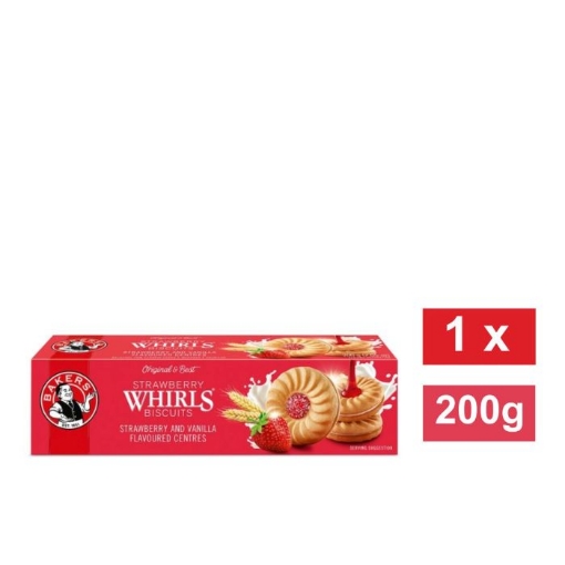 Picture of BAKERS ORIGINAL STRAWBERRY WHIRLS  BISCUITS  200g