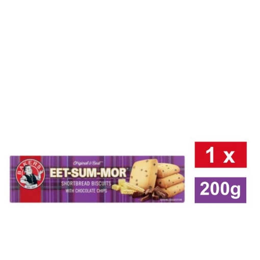 Picture of BAKERS EET-SUM-MOR CHOCOLATE CHIP FLAVOURED SHORTBREAD BISCUITS 200g