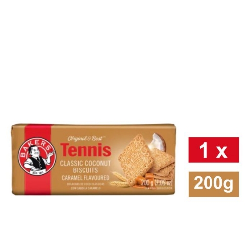 Picture of BAKERS TENNIS CARAMEL FLAVOURED CLASSIC COCONUT BISCUITS 200g