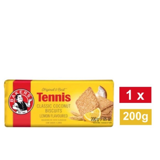 Picture of BAKERS TENNIS LEMON FLAVOURED CLASSIC COCONUT BISCUITS 200g