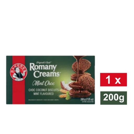 Picture of BAKERS ROMANY CREAMS MINT FLAVOURED CHOCOLATE BISCUITS 200g