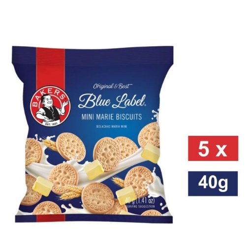 Picture of BAKERS BLUE LABEL MARIE MINI  BISCUITS PRE-PACKS 5x40g 