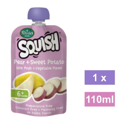 Picture of Rhodes Squish 100% Fruit Puree, Pear & Sweet Potato 110ml