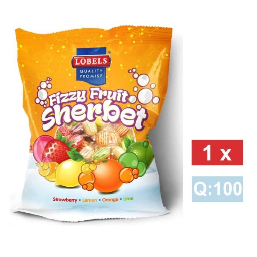 Picture of LOBELS FIZZY FRUIT SHERBET SWEETS 100pcs