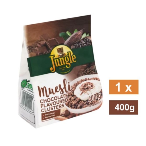 Picture of JUNGLE CHOCOLATE FLAVOURED CLUSTERS MUESLI 1x400g  