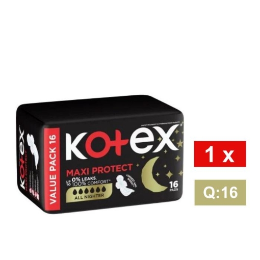 Picture of KOTEX MAXI PROTECT ALL NIGHTER DUO PADS 16's 