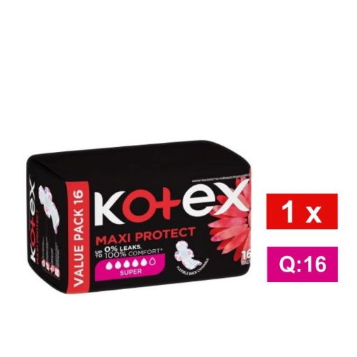 Picture of KOTEX DESIGNER MAXI PROTECT SUPER  PADS 16's 