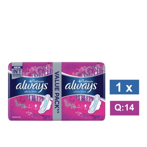 Picture of ALWAYS PLATINUM ULTRA THIN LONG PADS 14's  
