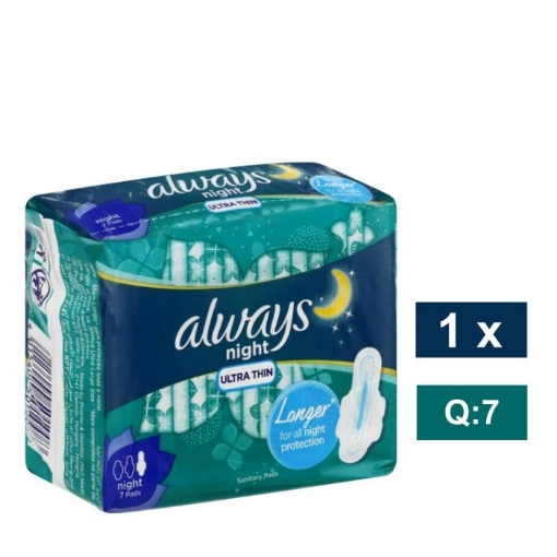 Picture of ALWAYS NIGHT ULTRA THIN EXTRA LONG SANITARY PADS 7's 