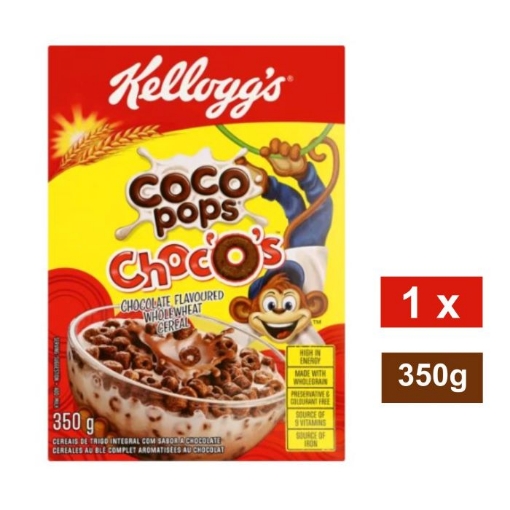 Picture of KELLOGGS COCO POPS CHOC'O'S CHOCOLATE FLAVOURED WHOLEWHEAT CEREAL 350g