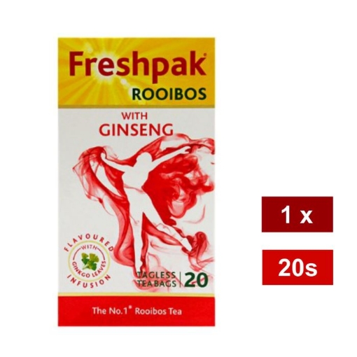 Picture of FRESHPAK ROOIBOS WITH GINSENG TAGLESS TEABAGS 20's