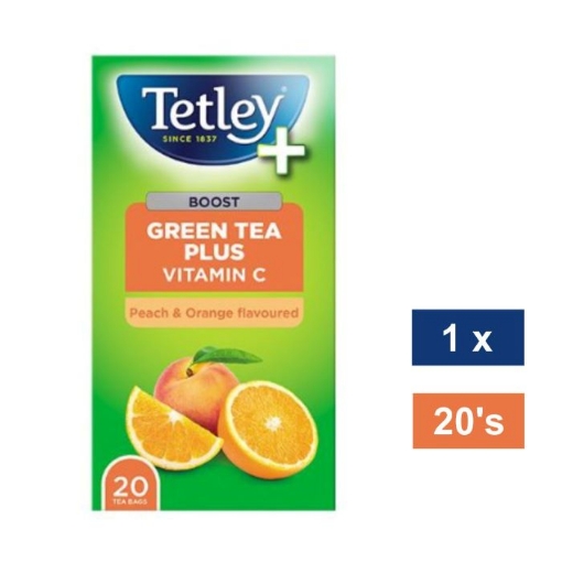 Picture of TETLEY GREEN TEA PEACH & ORANGE FLAVOURED TEABAGS 20's