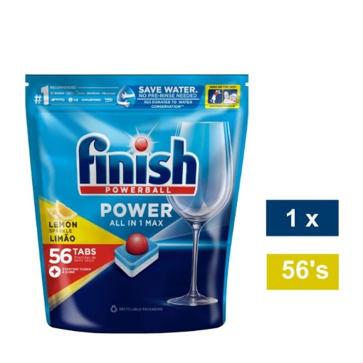 Picture of FINISH POWERBALL POWER ALL IN ONE MAX AUTO DISHWASHING TABLETS LEMON 56's