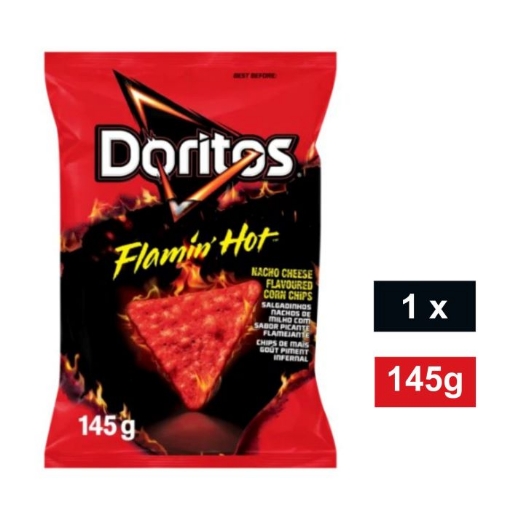 Picture of DORITOS FLAMIN' HOT NACHO CHEESE CORN CHIPS 145g 