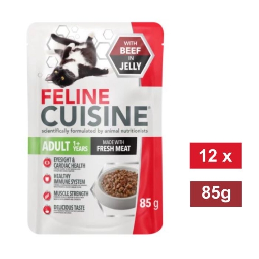 Picture of FELINE CUISINE BEEF IN JELLY ADULT WET CAT FOOD 12x85g 