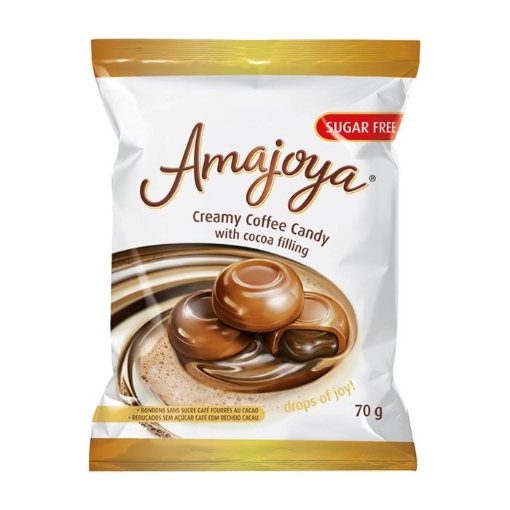 Picture of AMAJOYA SUGAR FREE  CREAMY COFFEE FLAVOURED CANDY WITH COCOA FILLING 70g