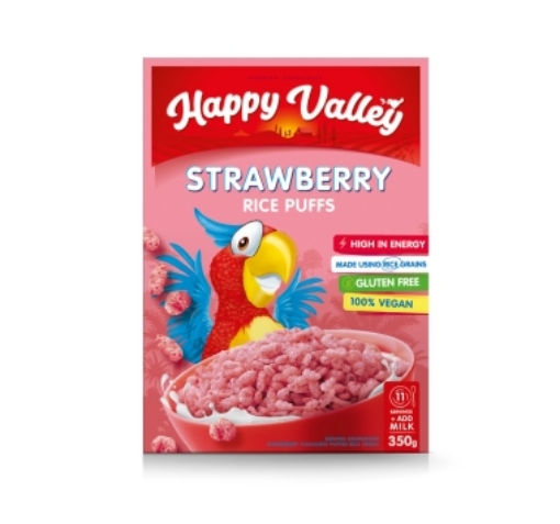 Picture of  HAPPY VALLEY RICE PUFFS- STRAWBERRY 350g  