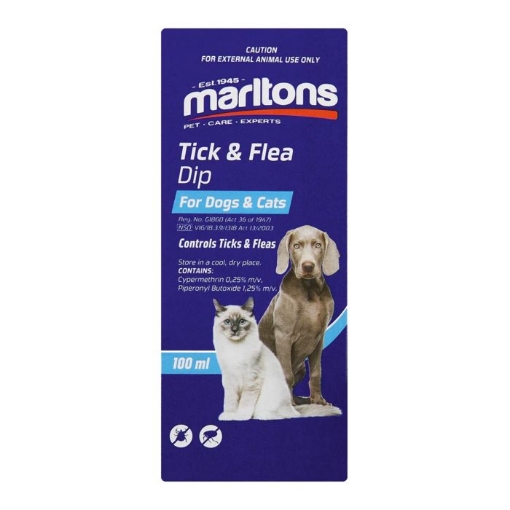 Picture of MARLTONS DOGS AND CATS TICK & FLEA DIP 100ml