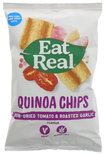 Picture of EAT REAL GLUTEN FREE VEGAN SUN-DRIED TOMATO & GARLIC QUINOA CHIPS 45g 